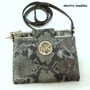 Michael Kors Snakeskin Fulton Crossbody - EUC